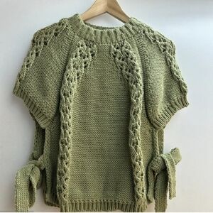 Kiwi Green Knit Sweater With Side Ties NWT Size Large